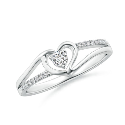 Angara Natural 0.15 Ct Diamond Heart Ring for Women in Sterling Silver (Color : H | Clarity : SI2) | April Birthstone Birthday Engagement Anniversary Jewelry Gift For Women