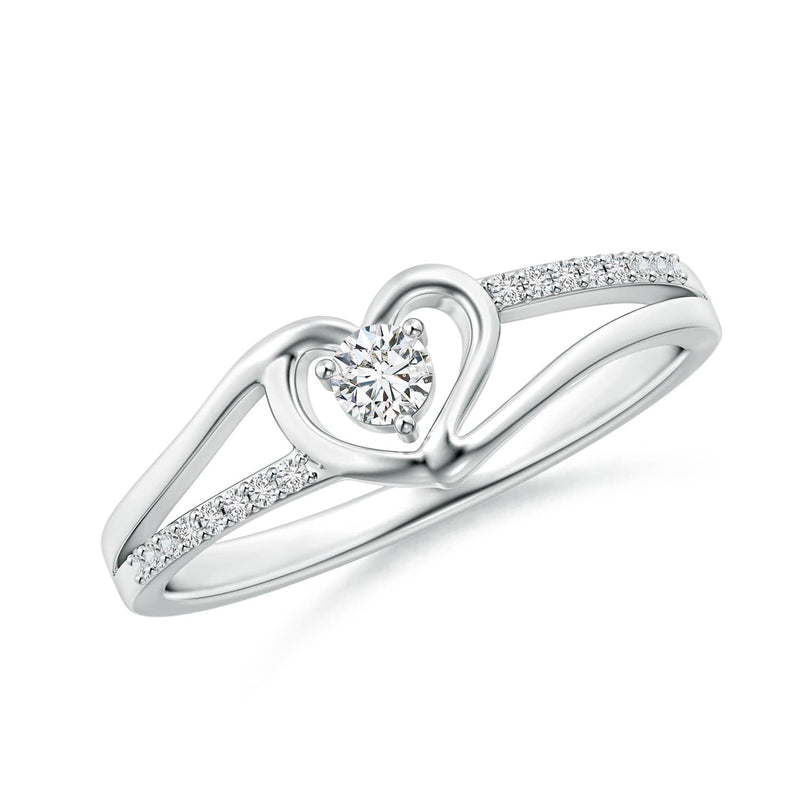 Angara Natural 0.15 Ct Diamond Heart Ring for Women in Sterling Silver (Color : H | Clarity : SI2) | April Birthstone Birthday Engagement Anniversary Jewelry Gift For Women