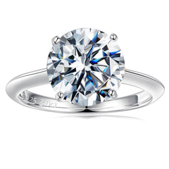 Turandoss 3ct Moissanite Solitare Ring for Women. Round D Color VVS1 Clarity Engagement Ring, Promise ring for her, 14K White Gold Vermeil, 4 Prong Knife Edge Moissanite Ring.